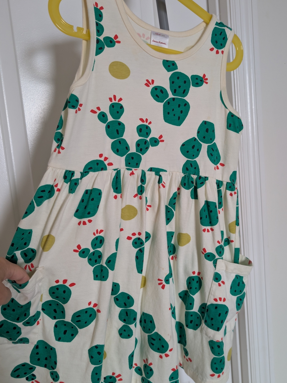 Hanna Andersson Girls Cream Cactus Print Sleeveless Dress